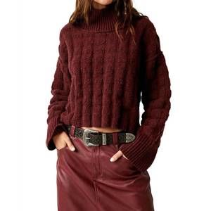 NEW FREE PEOPLE soul searcher moc sweater in wine